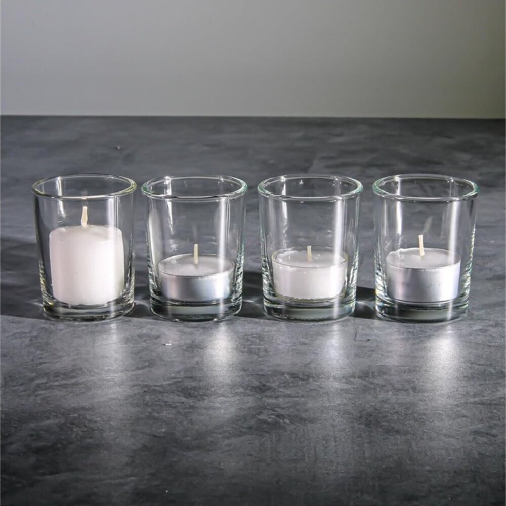 Premium Clear Glass Votive Candle Holders 12 piece set - New